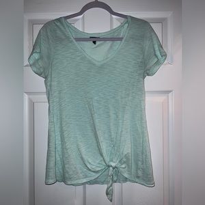 Mint Green Express short sleeve top with tie. Size S.